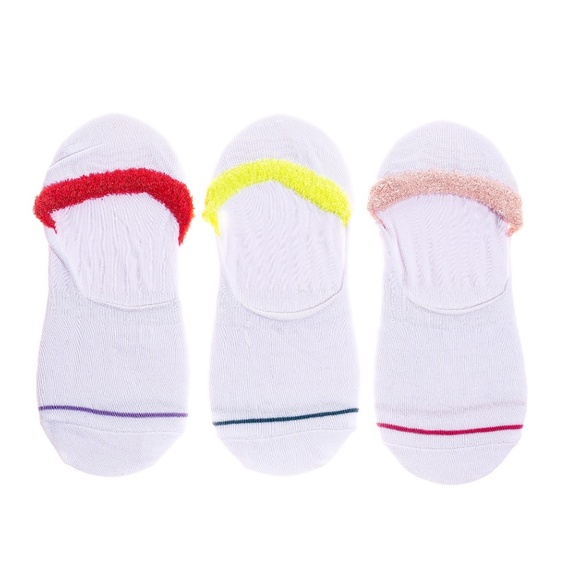 White  Fuzzy Cuff Low Liners Anti Slip Heel Grip Socks | 3 Pack - Picture 4 of 6